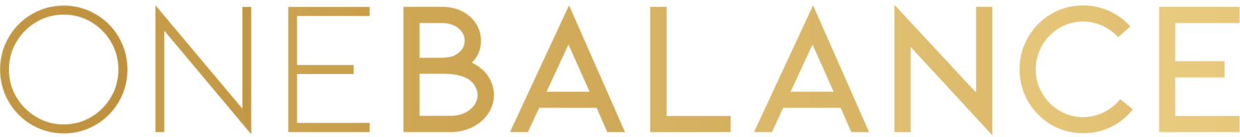 Goldenes ONEBALANCE Logo mit Schriftzug „Privatpraxis für Physiotherapie“ auf schwarzem Hintergrund.